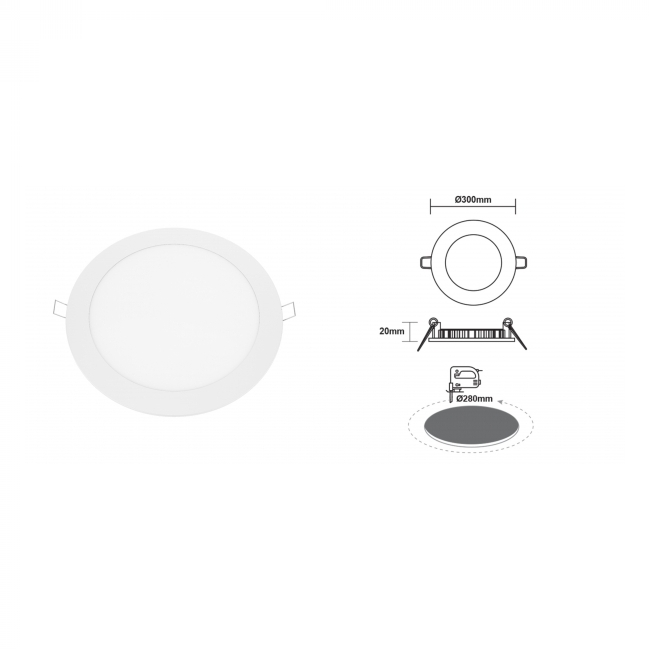 LED PANEL UGRADBENI 23W 4000K 2120lm 230V AC fi 300mm BIJELI Cijena