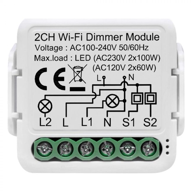PREKIDAČ Wi-Fi SMART ZA UKLJUČIVANJE/ISKLJUČIVANJE I ZATAMNJIVANJE 2 KANALA Cijena