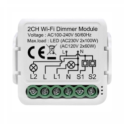 PREKIDAČ Wi-Fi SMART ZA UKLJUČIVANJE/ISKLJUČIVANJE I ZATAMNJIVANJE 2 KANALA Cijena