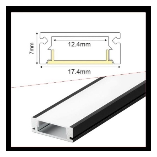 PROFIL ZA LED TRAKU MINI SA OPAL COVEROM 2M CRNI Cijena