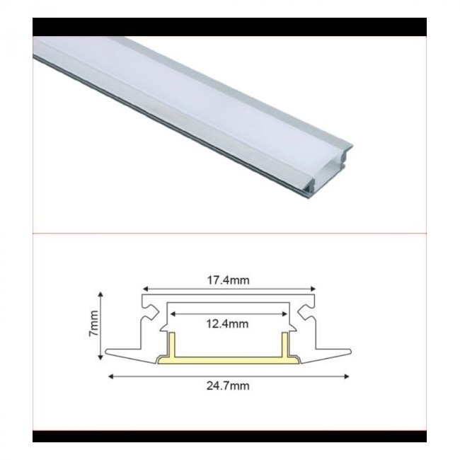 PROFIL ZA LED TRAKU UGRADNI MINI P108U SA OPAL COVEROM 2M ALUMINIJ Cijena