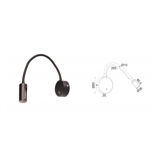 SVJETILJKA ZIDNA NADGRADNA PIPER LED 3W 3200K 210lm CRNA Cijena