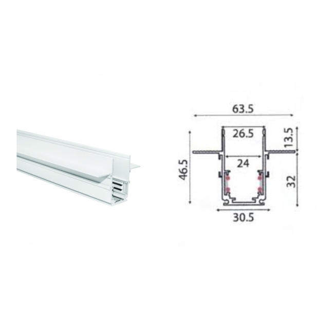 TRAČNA ŠINA MAGNETNA UGRADNA TRIMLESS 3M 48V BIJELA MAT SA COVEROM Cijena